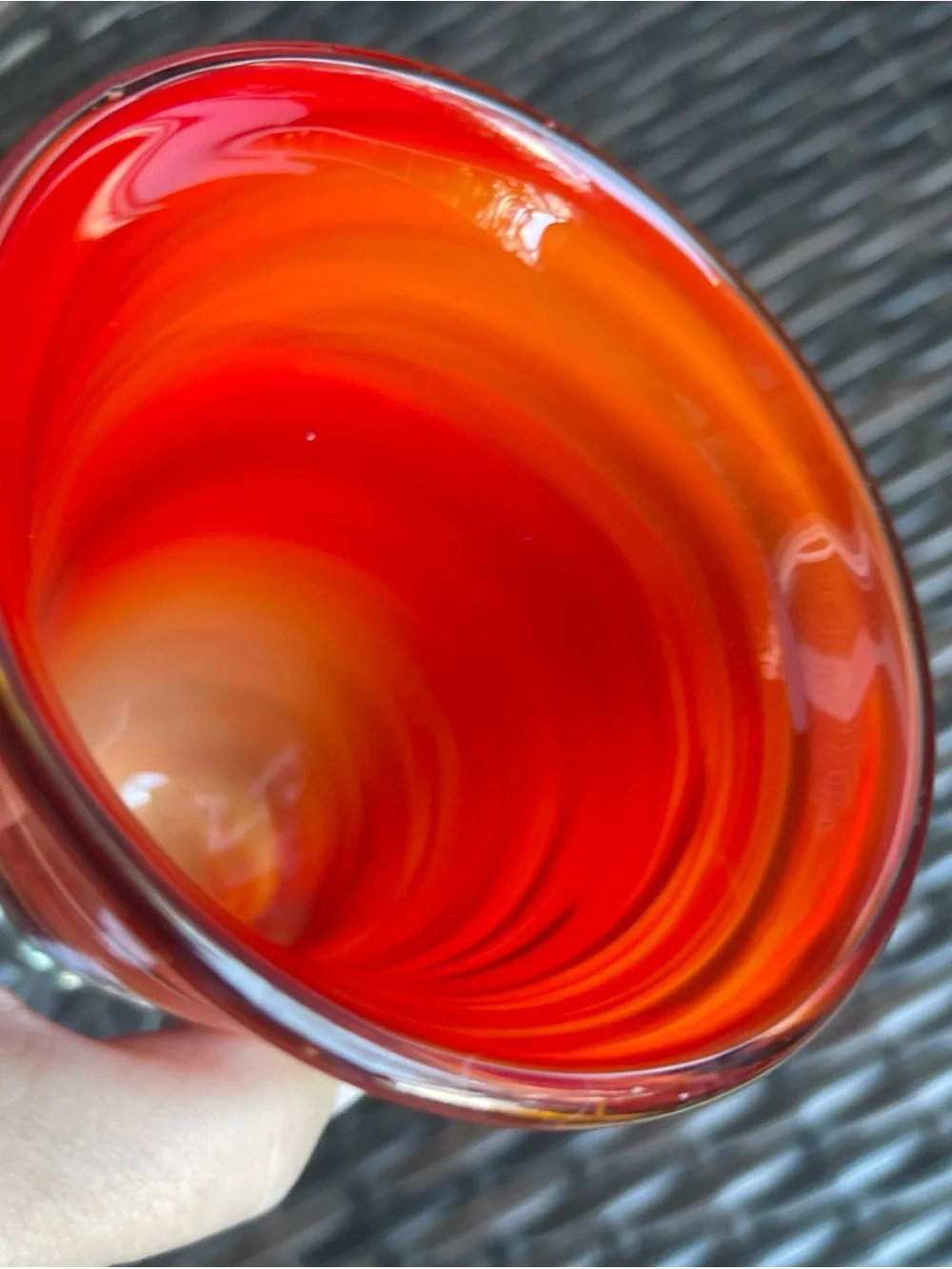 Single Pier 1 Red Twist 8” Water Wine Goblet 8oz Handblown Glass Swirled One